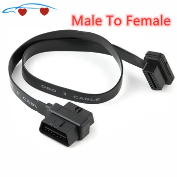 OBD 2 плоский тонкий как лапша OBDII OBD2 16Pin ELM327 штекер-гнездо Удлинительный кабель высокого качества OBD 2 плоский тонкий как лапша OBDII OBD2 16Pin ELM327 штекер-гнездо Удлинительный кабель высокого качества