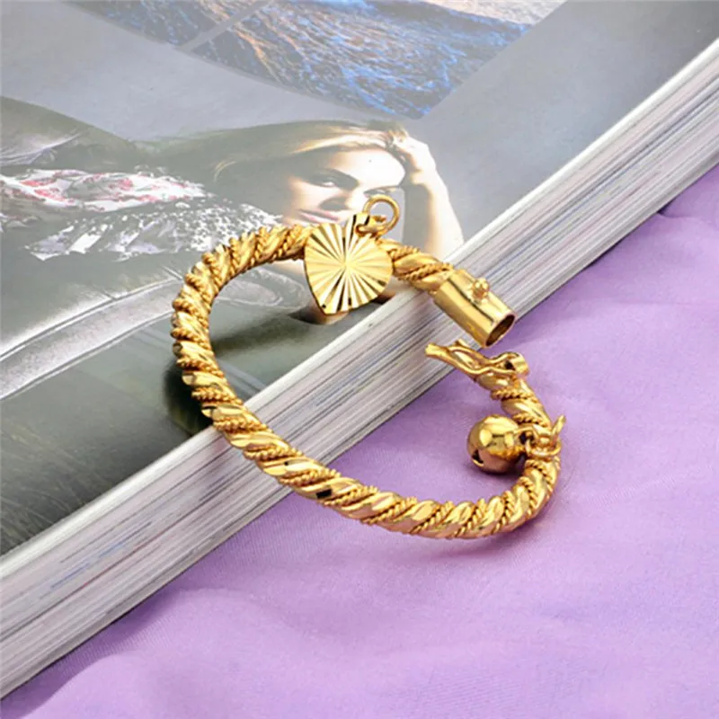 Маленький браслет для девочек/детский Золотой Цвет Браслет-талисман из бусинок маленький колокольчик/сердце ювелирные изделия Детские вечерние подарки