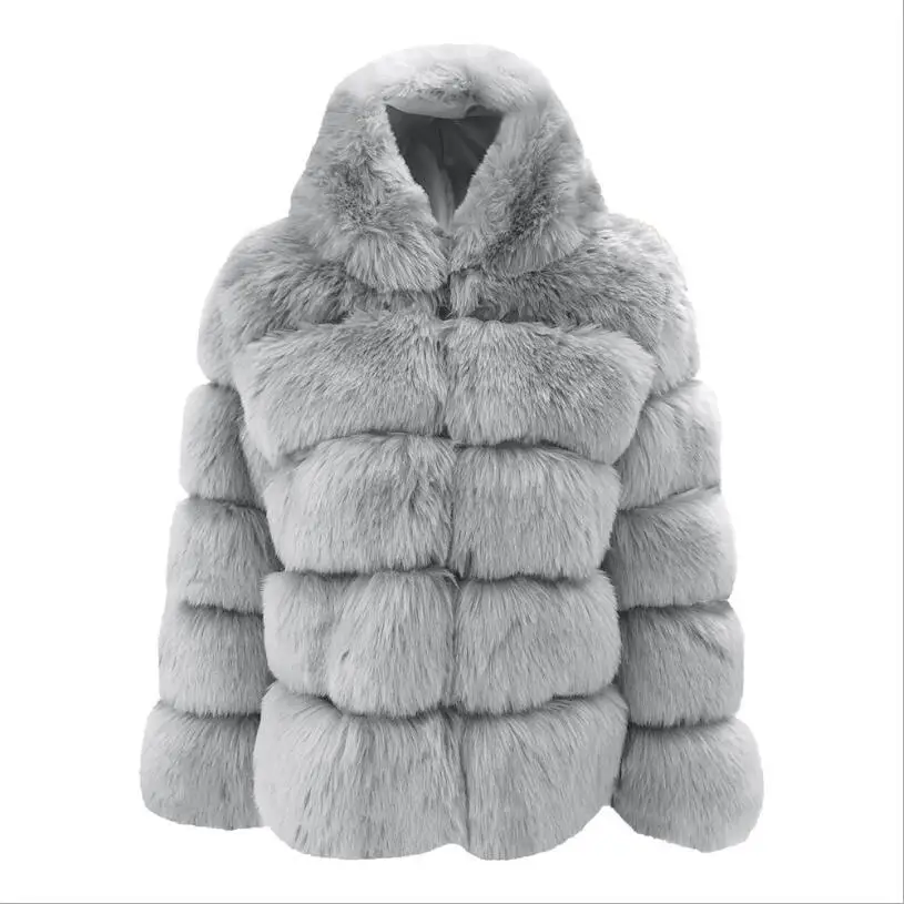 

Faux Fur Coat Women's Jacket Faux Fox Fur Coat Plus Size High quality Faux Fur Coat With Hood