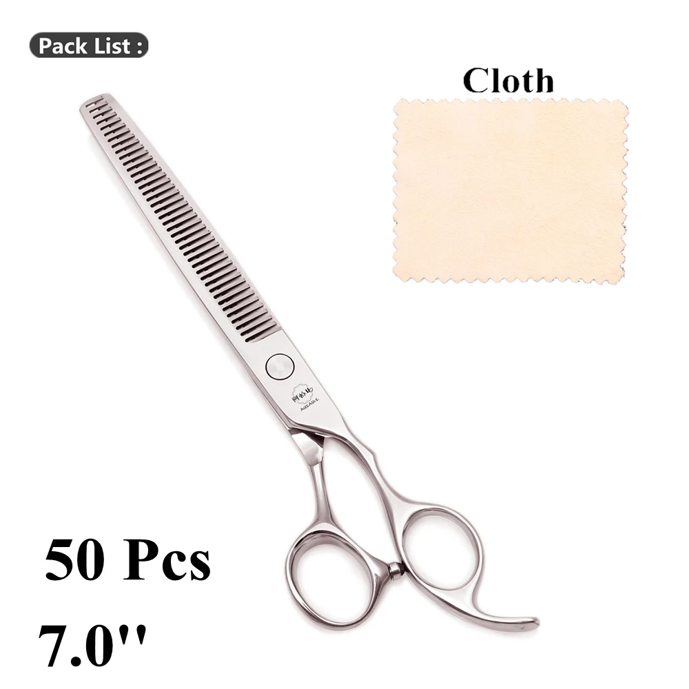 50 Pcs AQIABI Hair Cutting Scissors Barber Scissors Professional Hairdressing Scissors Hair Japan 440C Thinning Shears A1006 - Color: A1006 Yin T 70N
