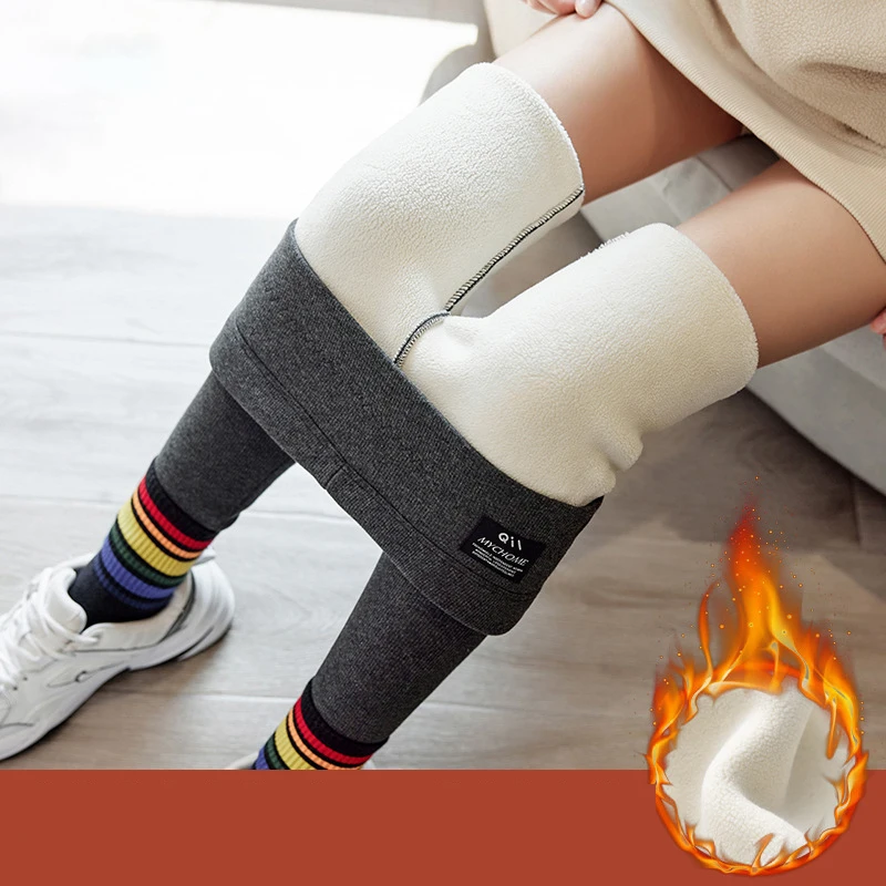 

Women's Leggings Winter Velvet Thicken High Waist Thermal Leggings Belly Slim Large Size Gray Soft Warm Cotton Stretchy Pants