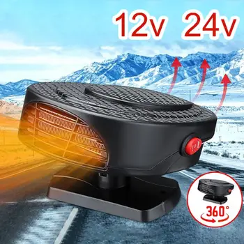 

12/24V Portable Car Fan Heater Windshield Window Low Noise Demister Defroster for RV Motorhome Trailer Trucks Boats