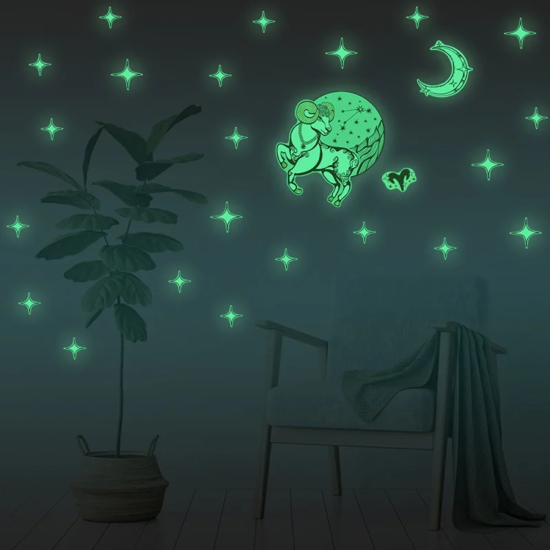 12 созвездий светящиеся наклейки DIY самоклеющиеся настенные наклейки светится в темноте для детской комнаты спальни
