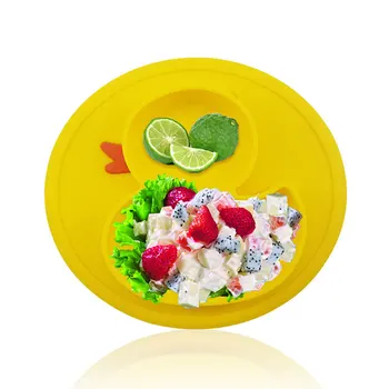 

Feeding Bowl Silicone Plate Baby Duck Dish Anti Slip Heat Resistant Meal Fruits Toddler Placemat Microwave Safe Strong Suction