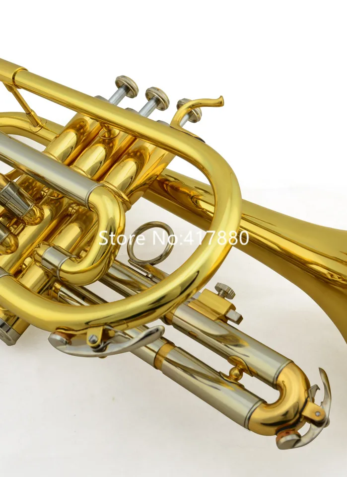 Popular JYCO-E100 Bb tune Trompeta Cornet Brass Gold Plated