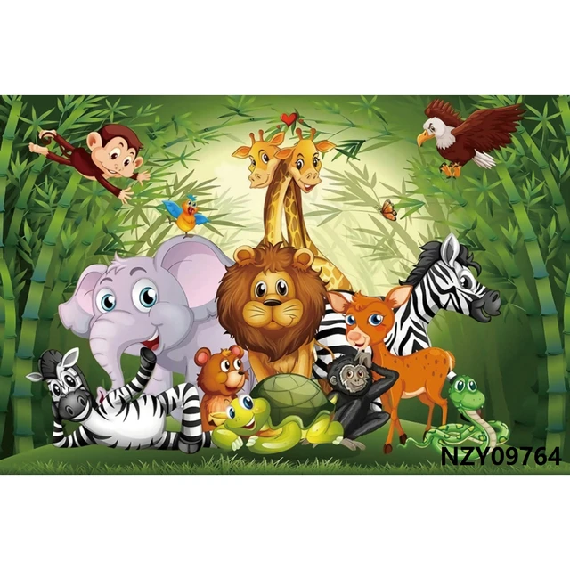Safari 1st Birthday Backdrop Jungle Tropical Forest Wild One Animal Party Photography Newborn Baby Shower Photo Background Props NZY09764