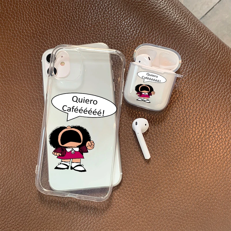 Хит продаж мультяшный мягкий силиконовый прозрачный чехол Mafalda для Airpods 2 1