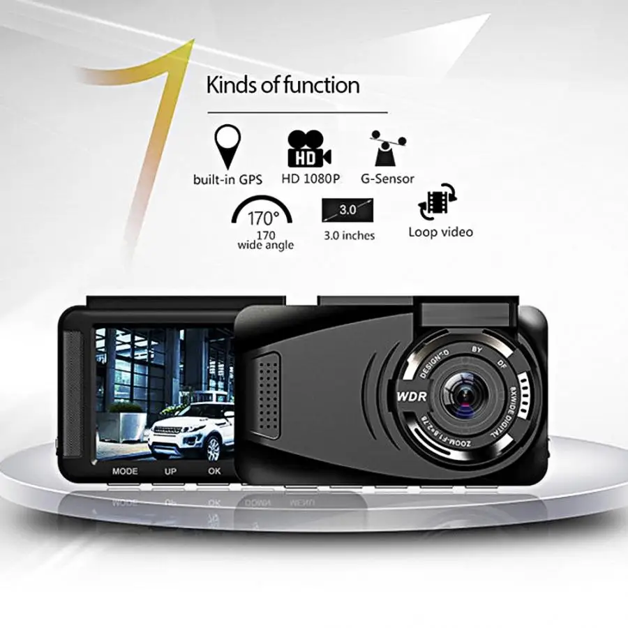3 дюймов 1080P HD gps с одним объективом Камера ips Экран Автомобильный видео для вождения Регистраторы Dash Cam автомобильные аксессуары