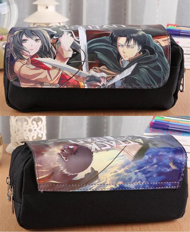 

1pc Hot Cartoon Anime Mikasa Ackerman Eren Jaeger Attack On Titan Pencil Case Stationery Box Organizer Holder Pouch Decor Gifts