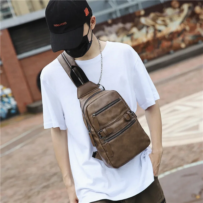 

Chest Bag Men's Shoulder Bag Shoulder Bag Men Bag Multi-Purpose Fashion Casual Korean-style Popular Brand Shoulder Backpack