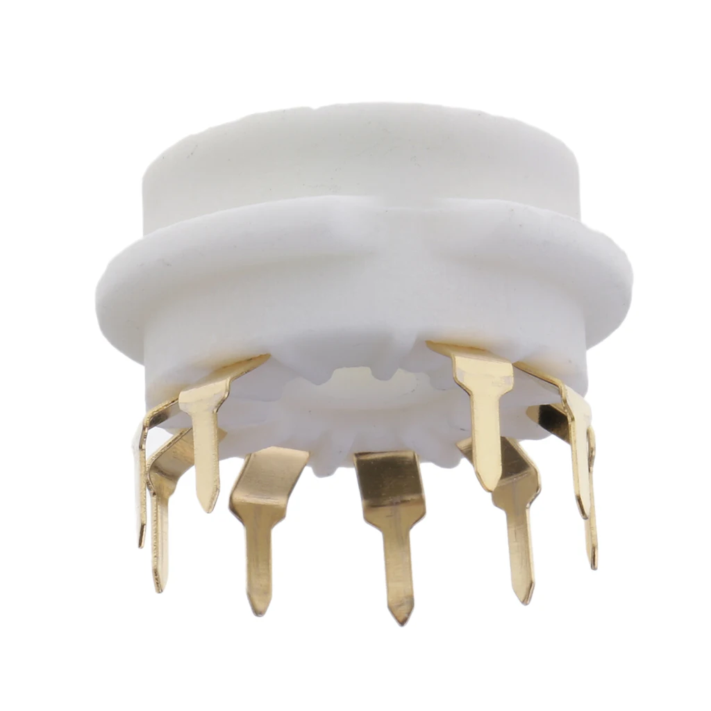 GZC9-B-G 9pin White Ceramics Gold Plated Vacuum Tube Socket GZC9-B-G For 12AX7,12AT7,12AU7,ECC83,ECC82,E88CC, 6922 ,6p1
