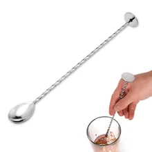 Stainless Steel Cocktail Bar Spoons Spiral Pattern Drink Shaker Muddler Stirrer Twisted Mixing Spoon