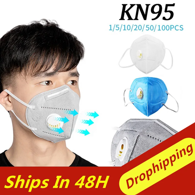 

100Pcs Prevent Flu KN95 Face Mask N95 Respirator Dust Mouth Masks Formalde Hyde Bacteria Proof Safety As KF94 FFP2 Dropshipping