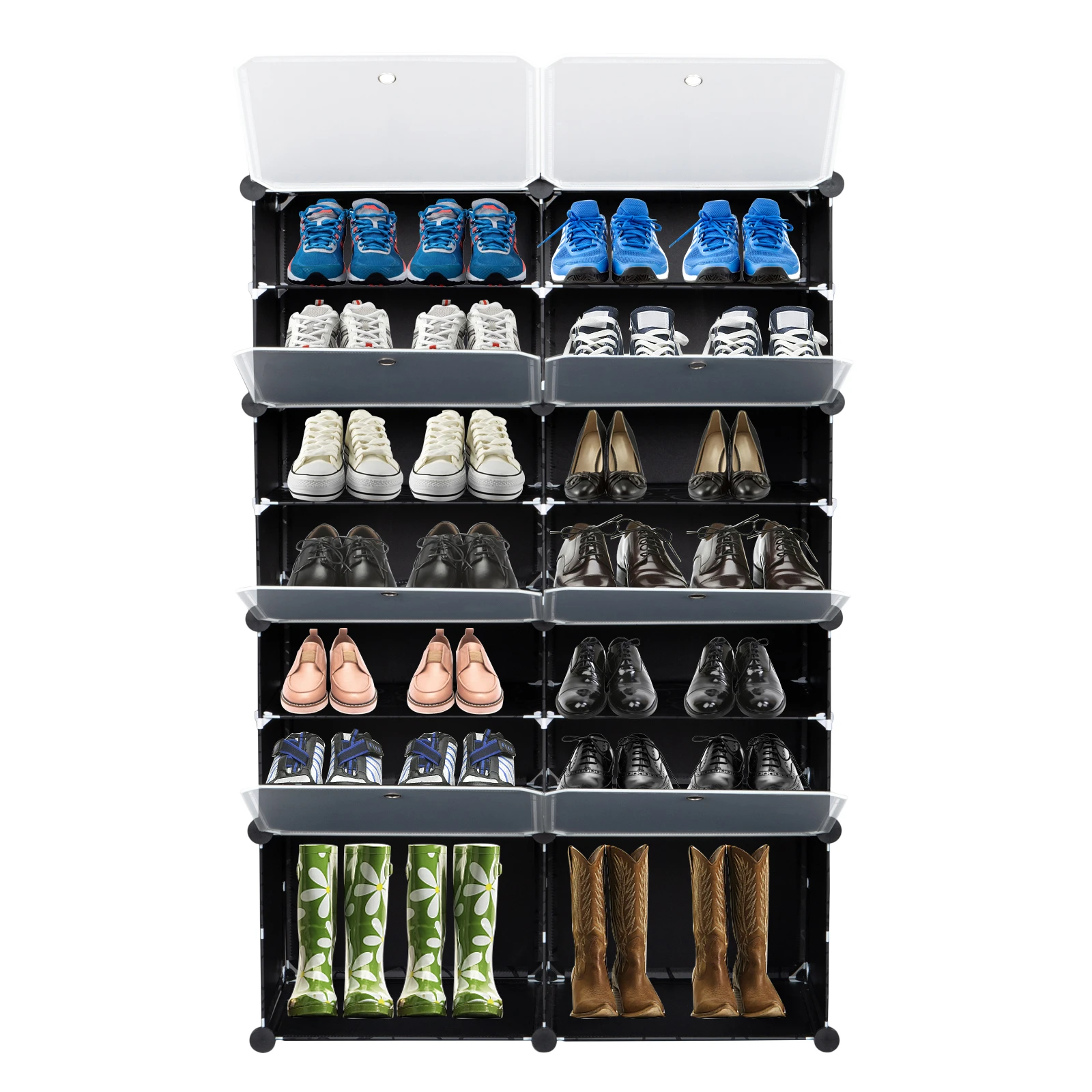 Organizador de zapatos portátil de 7 niveles, estante de almacenamiento expandible Para tacones, botas, zapatillas, negro, 28 pares, 14 para y zapateros| - AliExpress