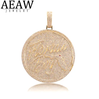 شراءقلادة مجوهرات مخصصة من AEAW طراز Hiphopjewelry قلادة مويسانيتي دائرية بلون ذهبي أبيض 10K أو S925 فضة حوالي 7.4ctw