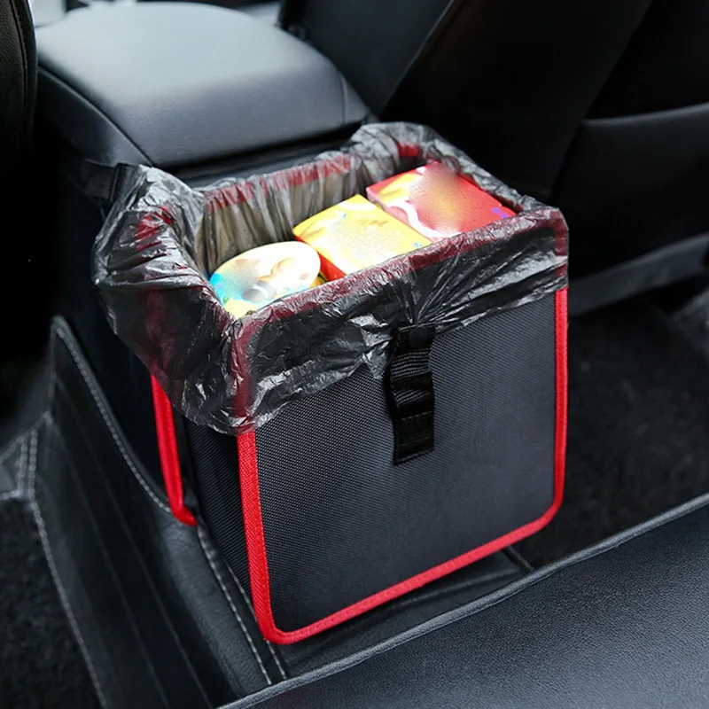 

Fit Car Trash Tissue Boxes Can Portable Car Organizer Gadget Drive Bin Hanging Back Seat Storage Bag Auto Interior