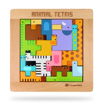 

Cute Animal Cartoon Shape Tetris Building Kis Educational Jigsaw Puzzle Toy