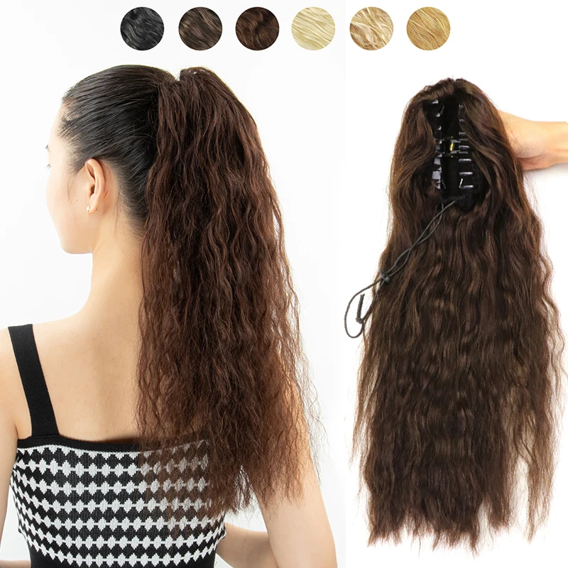 MRSHAIR Real Hair Ponytail Clip on Hair Natural Ponytail Human Hair Extensions Drawstring Crab Hair Claw Clip 100grams #1B #60