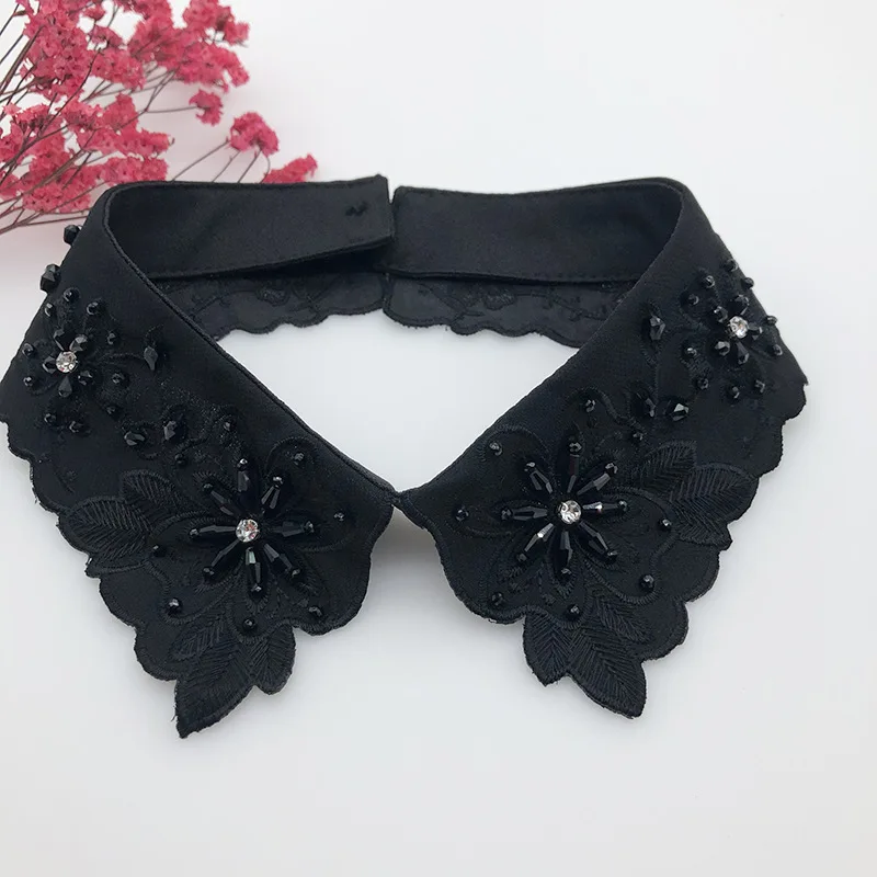 Neck Collar Женский Галстук жемчужный бисер шифоновый кружевной цветок декольте Поддельный Воротник Стразы съемный ложный воротник съемный топ с отворотом - Цвет: Neck Collar