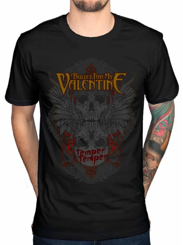 Официальная Пуля для My Valentine Крылатый череп футболка мужская Группа Merch AxeWound| |