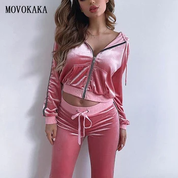 

Hot autumn winter Women's Sets Velvet Womens Tracksuit Pink Tracksuit Women 2 Piece Set Zipper Sweatshirt And Pants Women's Suit