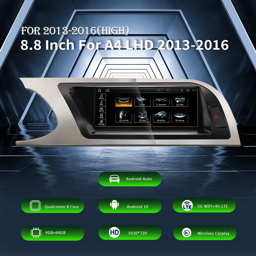 Автомобильный ресивер Nunoo мультимедийный плеер для Audi A4L 2009-2016 Восьмиядерный