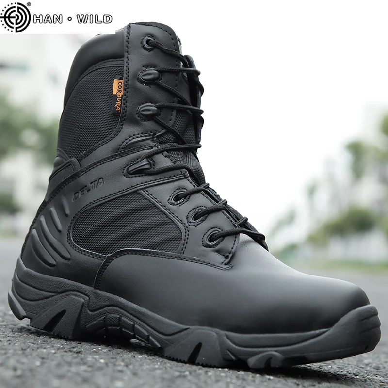 

2020 Military Tactical Mens Boots Special Force Leather Waterproof Desert Combat Ankle Boot Army Work Shoes Plus Size 39-46