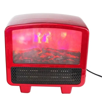 

Mini Electric Flame Heater Air Warmer PTC Ceramic Heating Stove Radiator Household Handy Fan for Home Office Red EU Plug