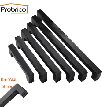 

Probrico Black Cabinet Handles Stainless Steel Drawer Knobs Cupboard Wardrobe Closet Pulls Furniture Hardware 5-100packs