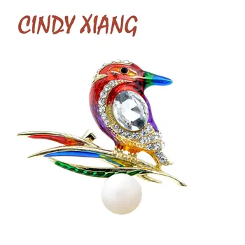 

CINDY XIANG 4 Colors Available Enamel Bird Brooches For Women Fashion Animal Pin Multi-colored Accessories Summer Design Gift