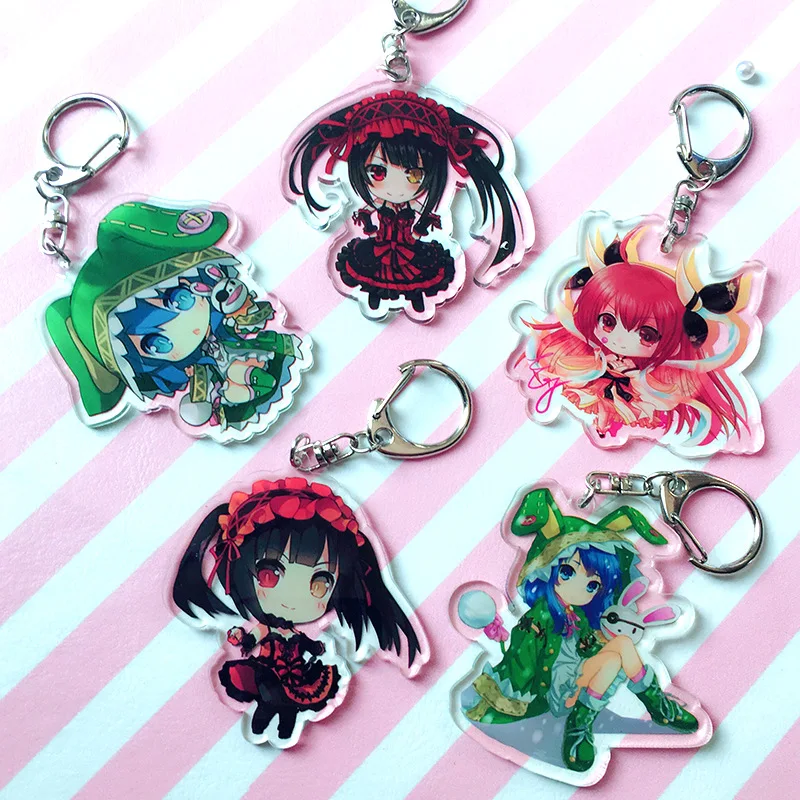1 Pcs Kawaii Anime Date A Live Keychains Figure Tokisaki Kurumi Himekawa Yoshino Acrylic Pendant Keyrings Children Gifts Toys | Игрушки и