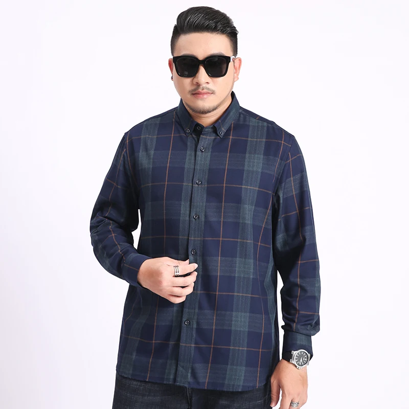 Плюс Размеры 4xl 5xl 6xl 7xl 8xl Новая мода мужской, с длинными рукавами; сезон осень рубашки для мальчиков в клетку больших Повседневное Блуза Топ футболки Camiseta