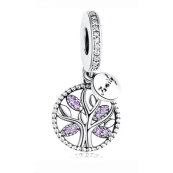 

925 Sterling Silver Bead Charm Family Heritage Tree Of Life With Crystal Pendant Beads Fit Bracelet Diy Jewelry