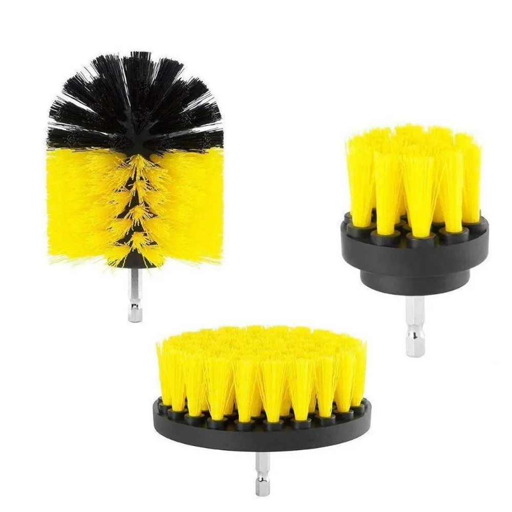 

3Pcs Electric Drill Brush Kit Plastic Round Cleaning Brush for Carpet Glass Car Tires Nylon Brushes Power Scrubber Drill Parts