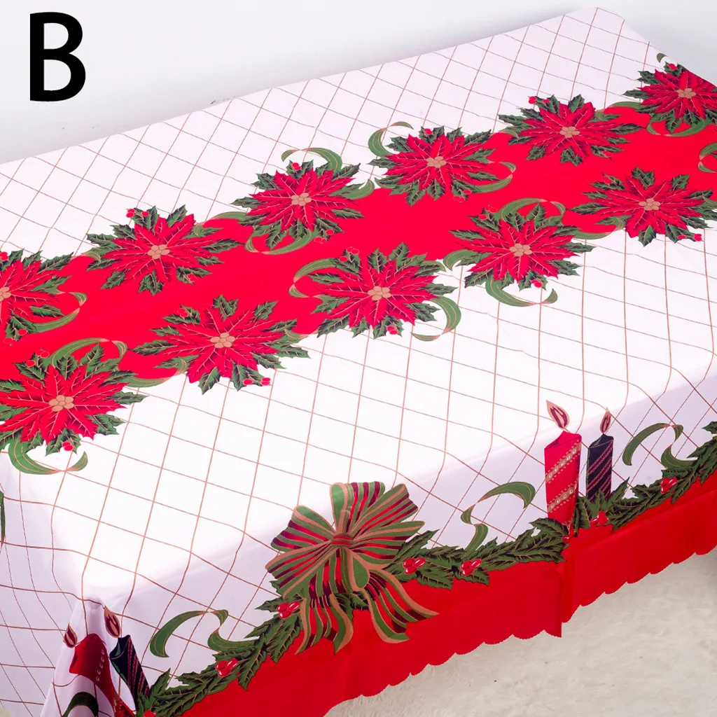 B Christmas Table Flag Christmas Decorations Polyester Printed Tablecloth Christmas Table Antifouling Tablecloth Table Decoration - Цвет: B