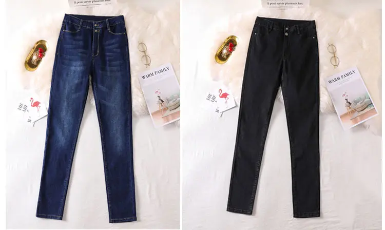 Jeans Womens High Waist Elastic Skinny Denim Long Pencil Pants Plus Size 42 Woman Jeans Camisa Feminina Lady Fat Trousers