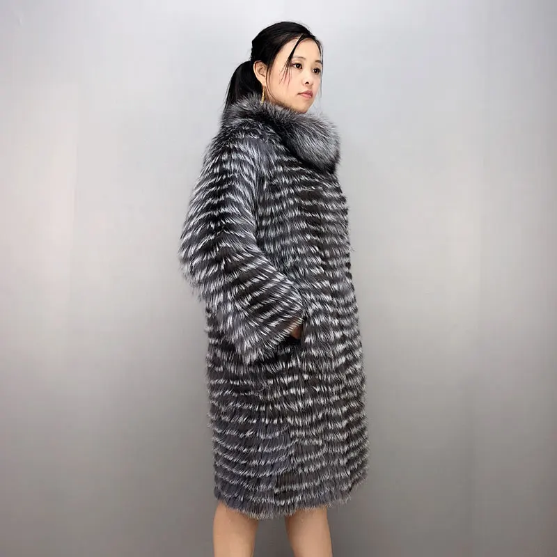 Real silver fox fur coatnatural fox fur coat women