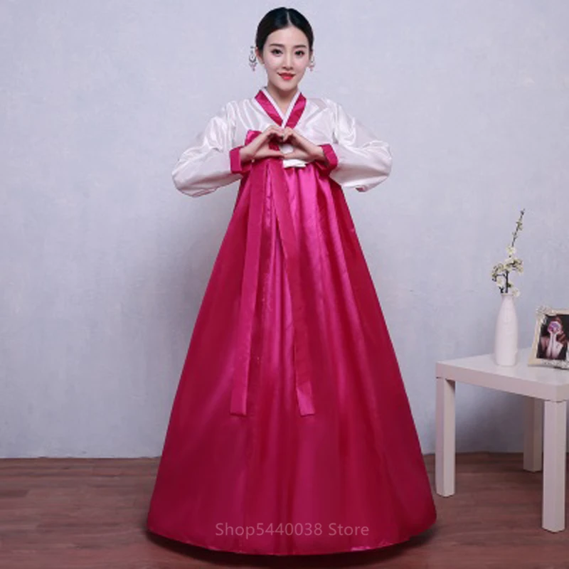 Многоцветная традиционная корейская одежда для женщин, Национальный костюм ханбок с блестками, платье для танцев на сцене, Новогодняя одежда для вечеринок - Цвет: Color2