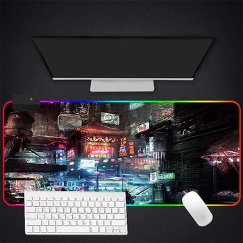 

RGB Mouse Pad Large Gaming Luminous Waterproof Non-slip Rubber Desk Mat Punk Anime Mousepad Computer Laptop Keyboard Desk Pad