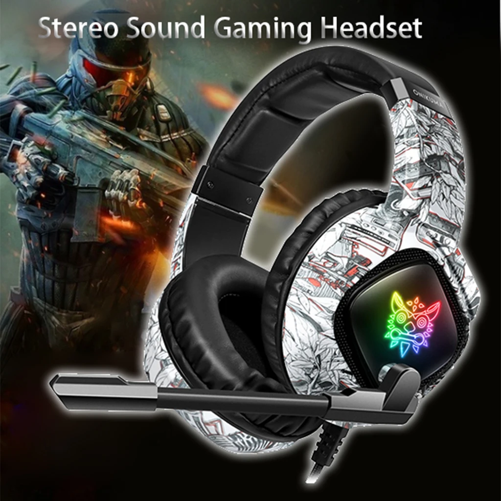 K19 RGB Gaming Heaset стерео наушники камуфляж для PS4 PC Gamer с микрофоном светодиодный