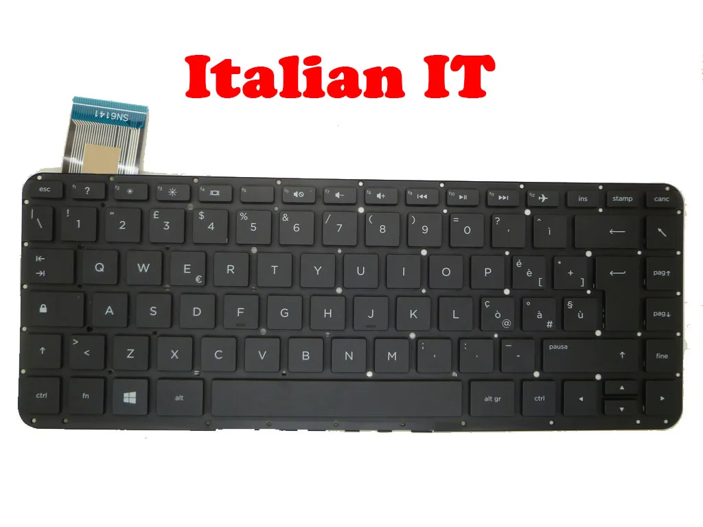 

Laptop Keyboard For HP SlateBook 14-P000 14-P010NR 14-P091NR 14-P001XX 14-P001TU Italy IT Black Without Frame SN6141 812-01650-0