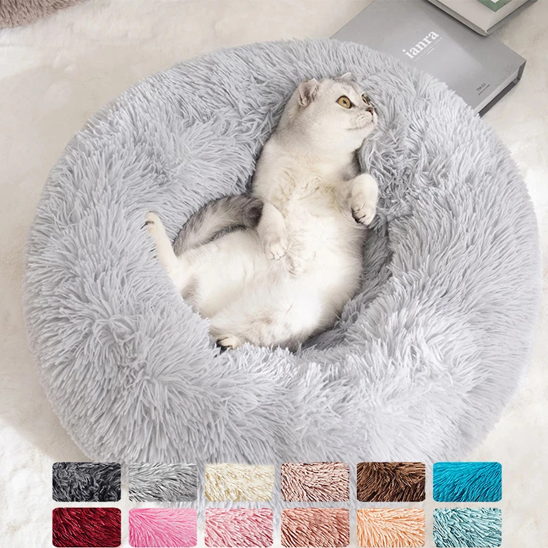 Donut Cat Bed Round Plush Pet Bed for Cats Dogs Pet Deep Sleeping Nest