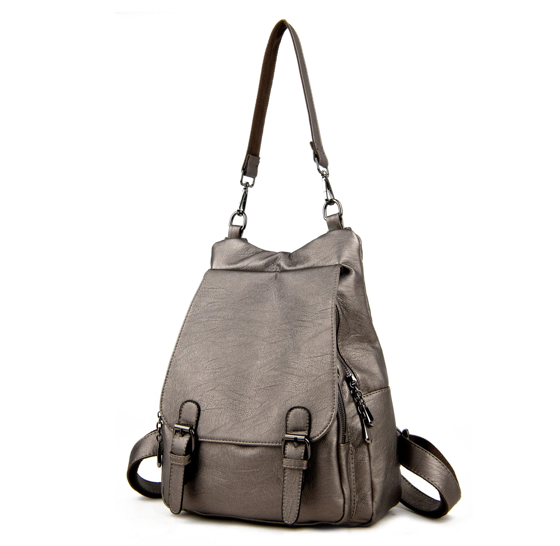 Кожаный рюкзак женская сумка через плечо школьный рюкзак дорожная сумка рюкзак сумка для ноутбука для женщин - Цвет: Bronze