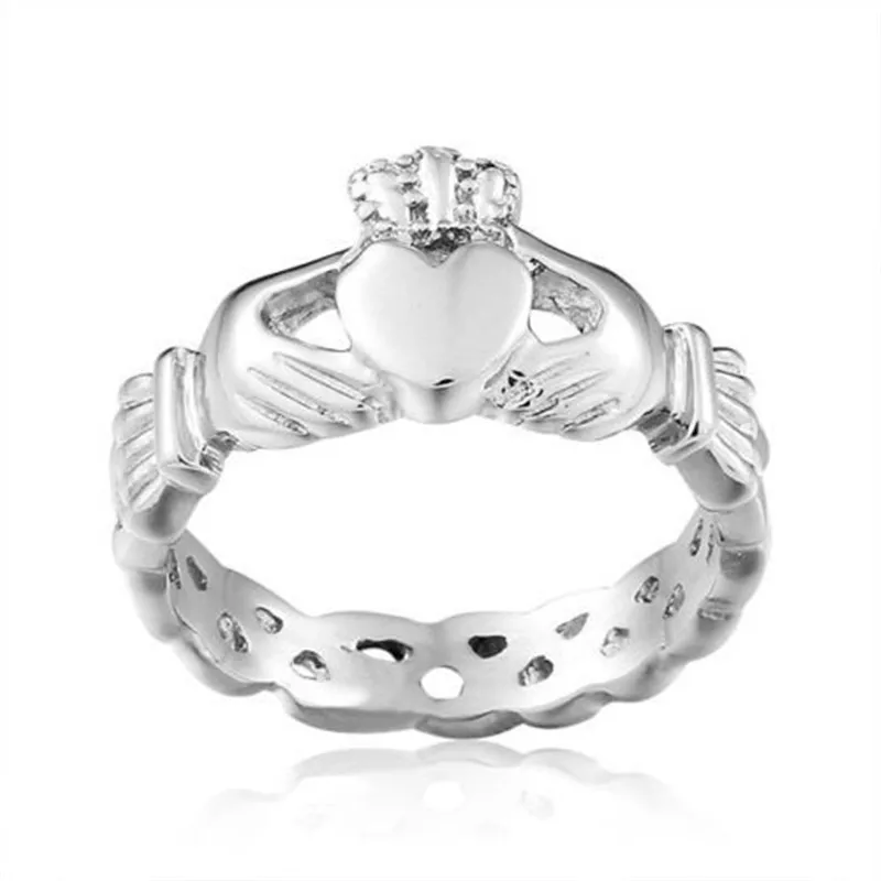Фото Женское серебряное кольцо из нержавеющей стали Lrish Claddagh обещание дружбы №2