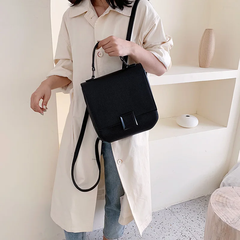 Women's PU Leather Backpack Door Lock Bag Casual Simple Double Shoulder Student Backpack Fashionable Large Capacity Travel Bag