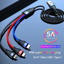 3 em 1 cabo usb multi carregador rápido 5a tipo c carregamento rápido micro cabo usb para iphone para samsung para xiaomi huawei telefone