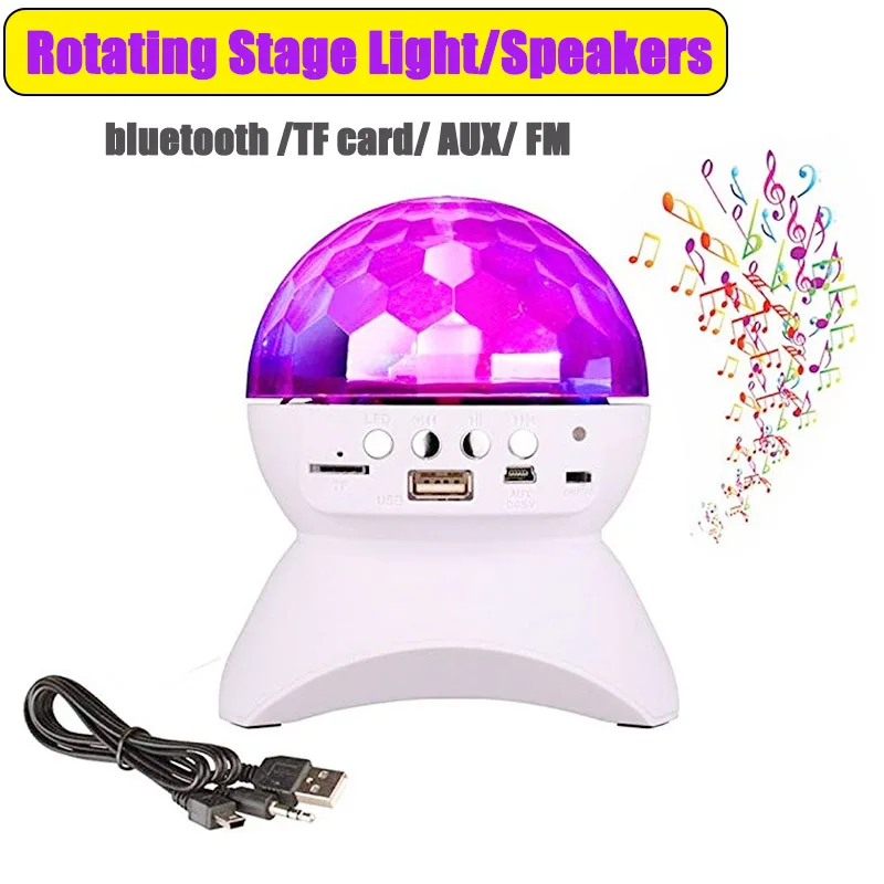 

Rechargeable Wireless bluetooth Speaker Stage Lights RGB LED Crystal Ball Effect Light DJ Disco Party Lighting USB /TF/FM radio