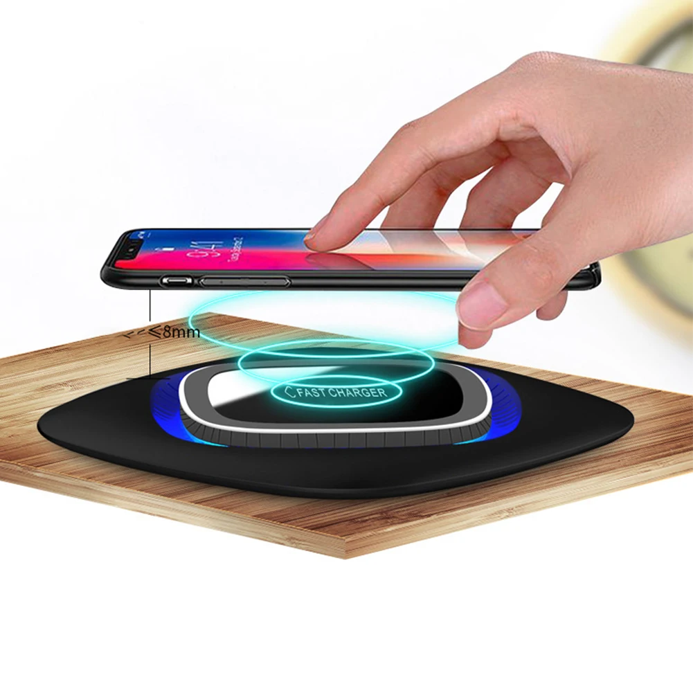 10 Вт квадратное QI Беспроводное зарядное устройство для iPhone 11 Pro XS MAX X 8 Настольный светодиодный дисплей Быстрая Беспроводная зарядка для samsung S10 S9 S8