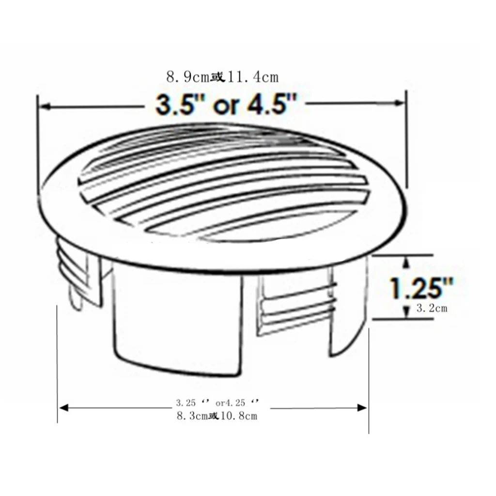 Marine Louvered Vents Round 3-1/2