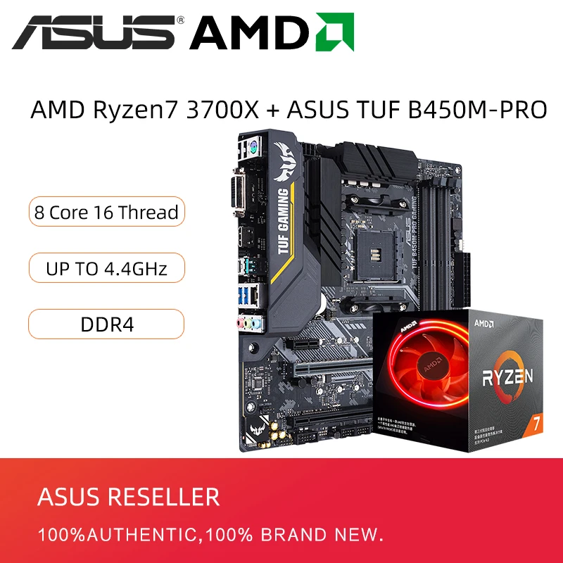 Новая комбинация AMD Ryzen 7 3700X R7 3 6 ГГц 8 ядер 16 потоков 65 Вт Разъем AM4 с ASUS